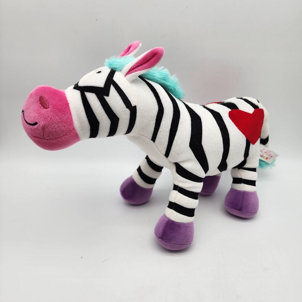 Animal Alley Colorful Zebra Plush 12" Heart Teal Hair Stuffed Toys R US 2008